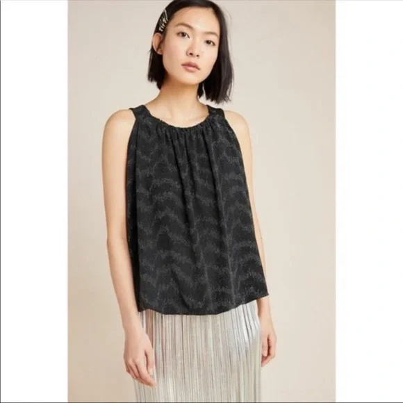 NWT Anthropologie Carly Shimmer Top in Black - Picture 4 of 8